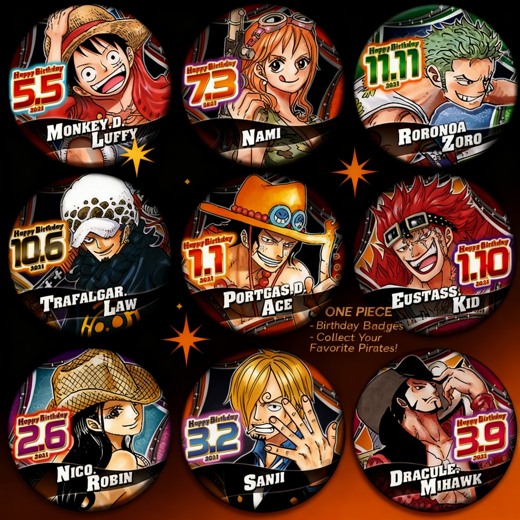 Anime Merchandise China - One Piece Anime Badge Pin Set