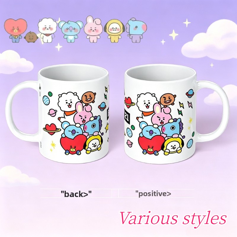 Anime Merchandise Mugs - BT21 cartoon cute ceramic mug kawaii